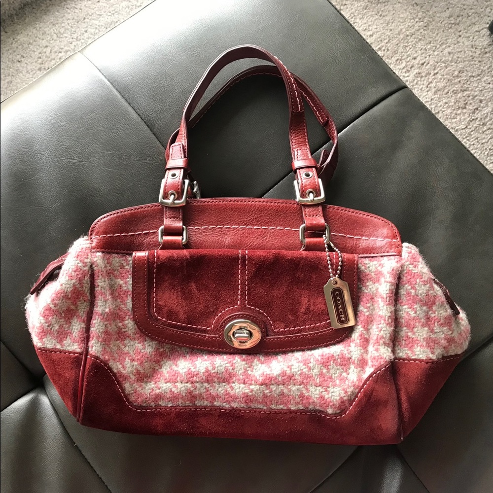 Vintage Coach Wool & Suede Satchel